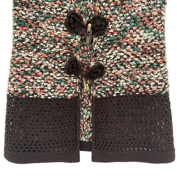 Sofia Camica Crocheted Sweater Vest Toggle & Flower Closure Multicolor S/M - Picture 5 of 12